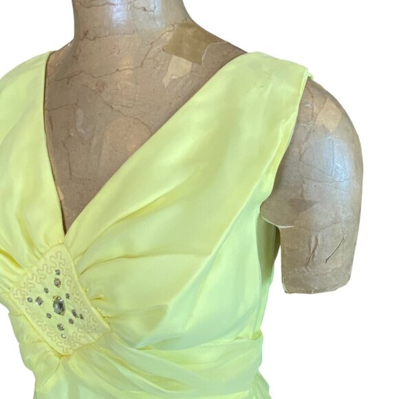 Vintage 60s Long Gown/Dress Prom Formal Wedding Sz 14 Yellow #213N - Picture 5 of 7